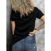 European sizes Womens Black Linear Art T-shirt with Red Rose Design | Short Sleeves, Crew Neck, Slight Stretch Fabric - Ideal for Daily Wear