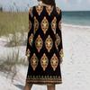 Long  Sleeve Dress For Women Casual Loose Fit Print Dress With Pockets