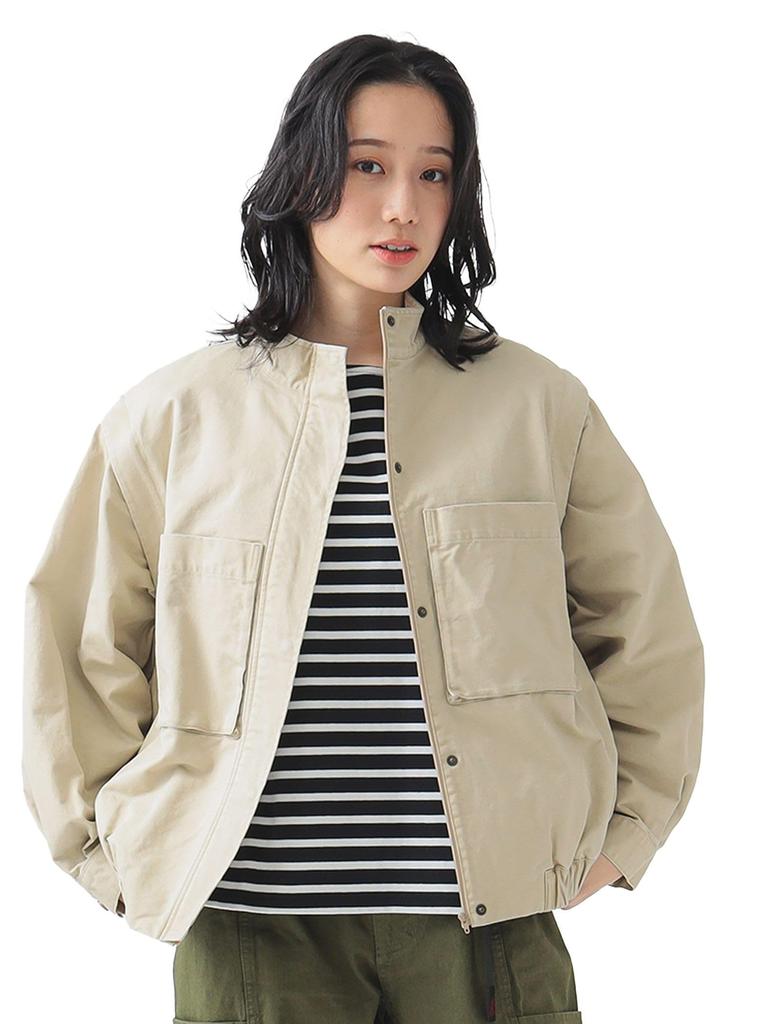 B:MING LIFE STORE by BEAMS Women's 2-Way Military Blouson (Sizes S-M) Light Beige