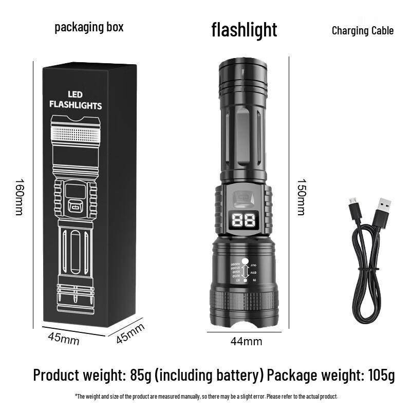 High-Power Rechargeable Portable Flashlight