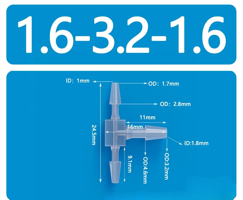 OD 1.6mm-20mm Plastic Equal Diameter Tee T-shaped Connector Pagoda Hose Barb Tee Hose Connector Multiple Specifications