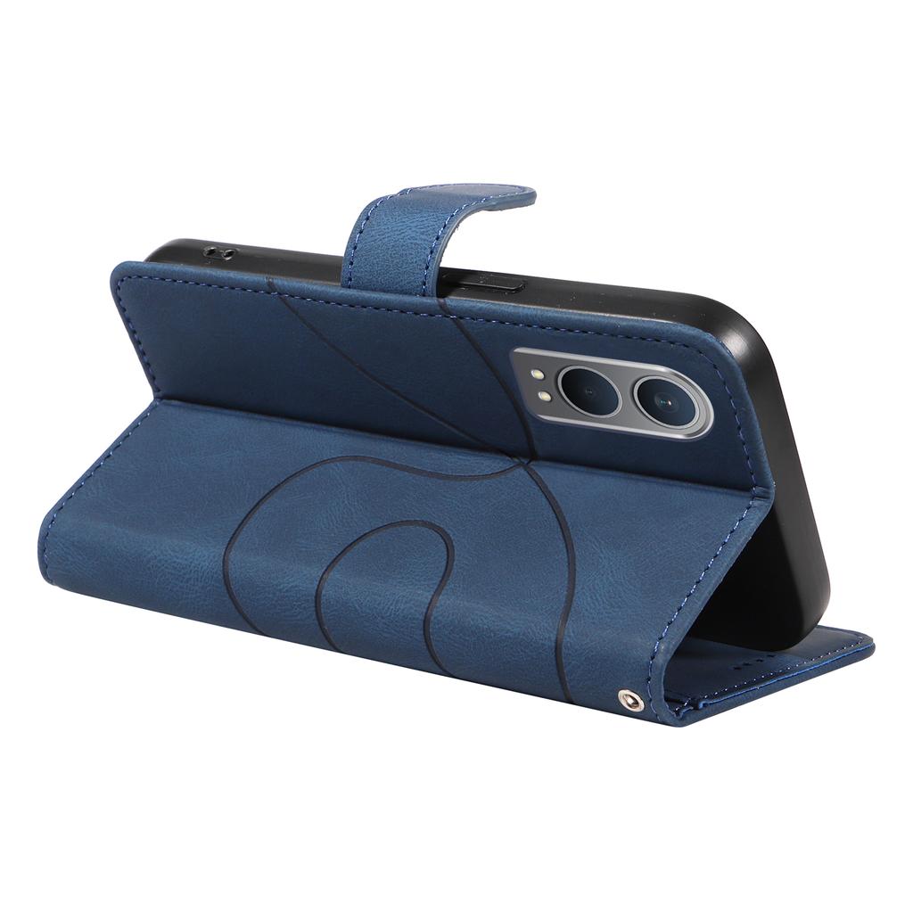 For OnePlus Nord CE4 Lite 5G/Oppo K12x 5G (China) Case Shockproof Wallet Card Holder Leather Phone Cover Curved Line
