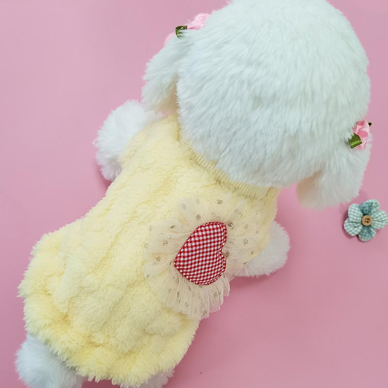 

Питомец Бин Вельвет Футболка Толстовка Любовь Клетка Кружево Плюшевая Толстовка Топ Осень и Зима Пуловер Пальто Дизайнерская Одежда для Собак XL