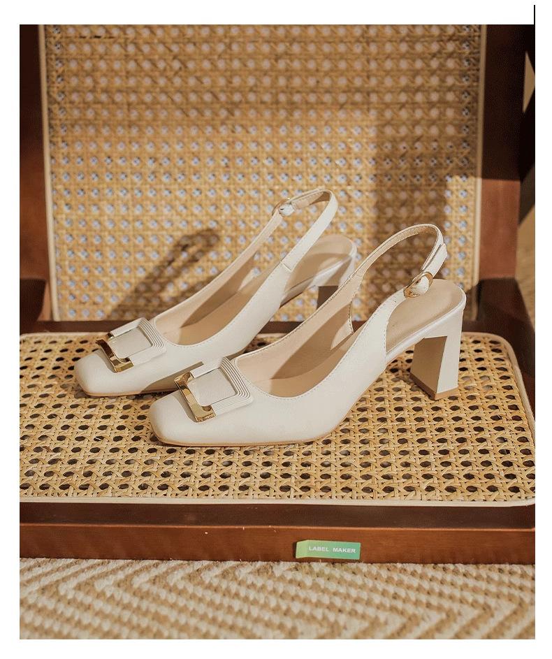 

Модные летние горячие сандалии Распродажа Квадратный носок Универсальные высокие каблуки Женская обувь Модные однотонные женские туфли-слингбэки Свадебные туфли на высоком каблуке 34 белый