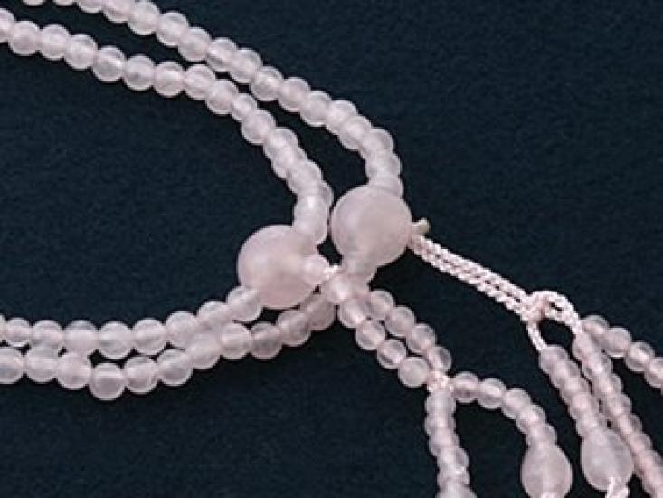 Kyoto Buddhist Altar Hayashi Prayer Beads Nichiren Buddhism Eight Size Crimson Crystal Official Ceremony Bag Kyoto Prayer Beads (Rose Quartz) (For