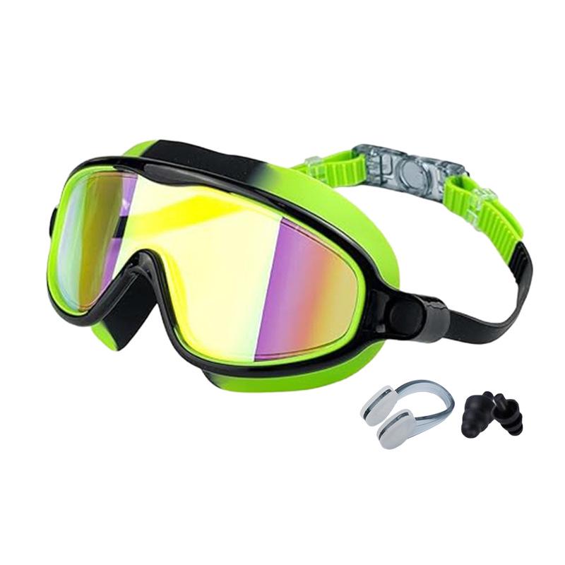 Children's Large Frame Swim Goggles with Nose Cover, Waterproof Anti-Fog, for Boys and Girls