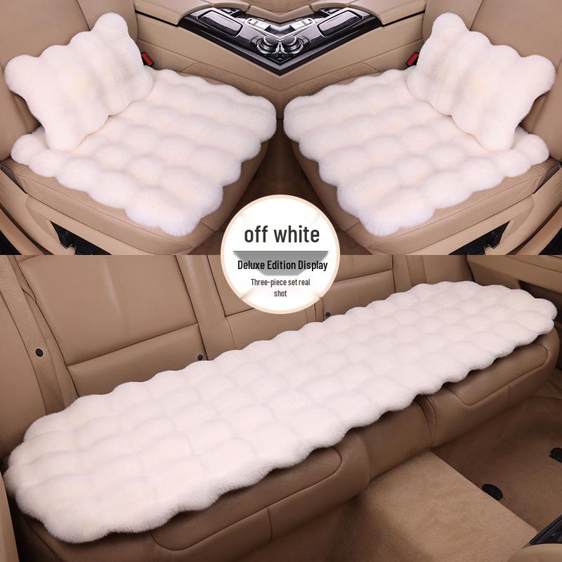 Winter Fleece Rabbit Fur Plush Car Seat Cushion 3-Piece Set