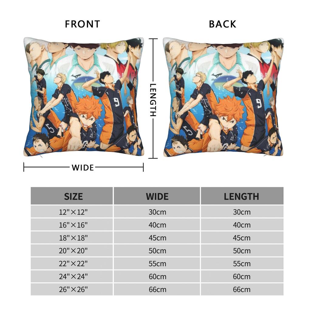 Haikyuu Karasuno Square Pillow Case Polyester Decorative Pillow Japanese Anime Volleyball Fashion Pillowcase