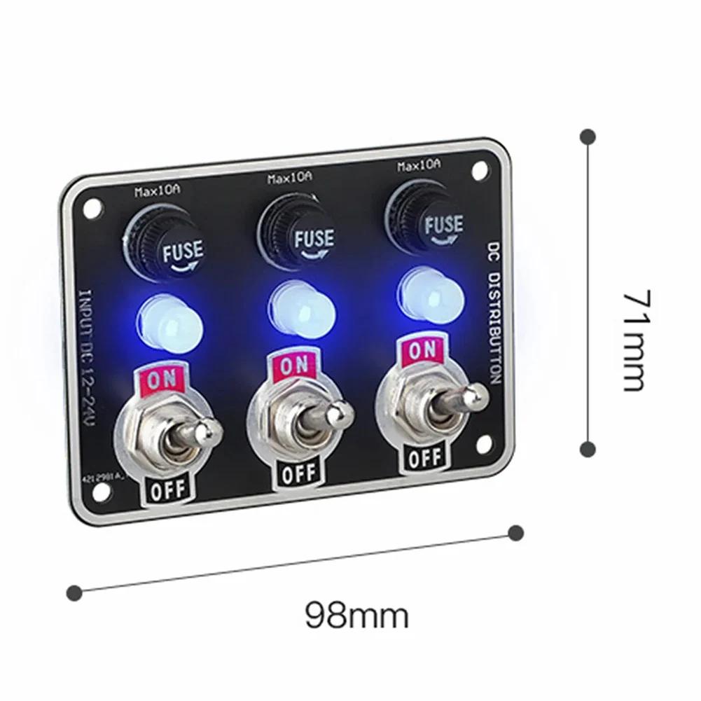 3 Gang Car Rocker Switch Panel With LED Circuit Breaker Fuse Holder Box Car Boat Camping RV Yachts Trucks Accessories 12V/24V