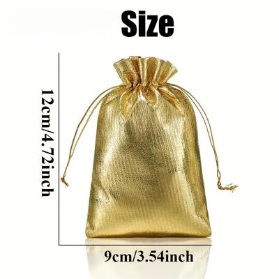 10/20/50PCS Gold Silver Foil Drawstring Bags Jewelry Candy Gift Packing Bags Christmas Wedding Birthday Party Supplies