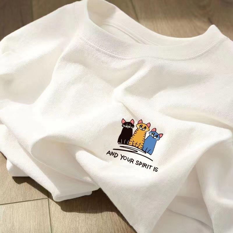 Women's Cotton Short-Sleeved T-shirt Summer Women's Loose White Short-Sleeved Shirt