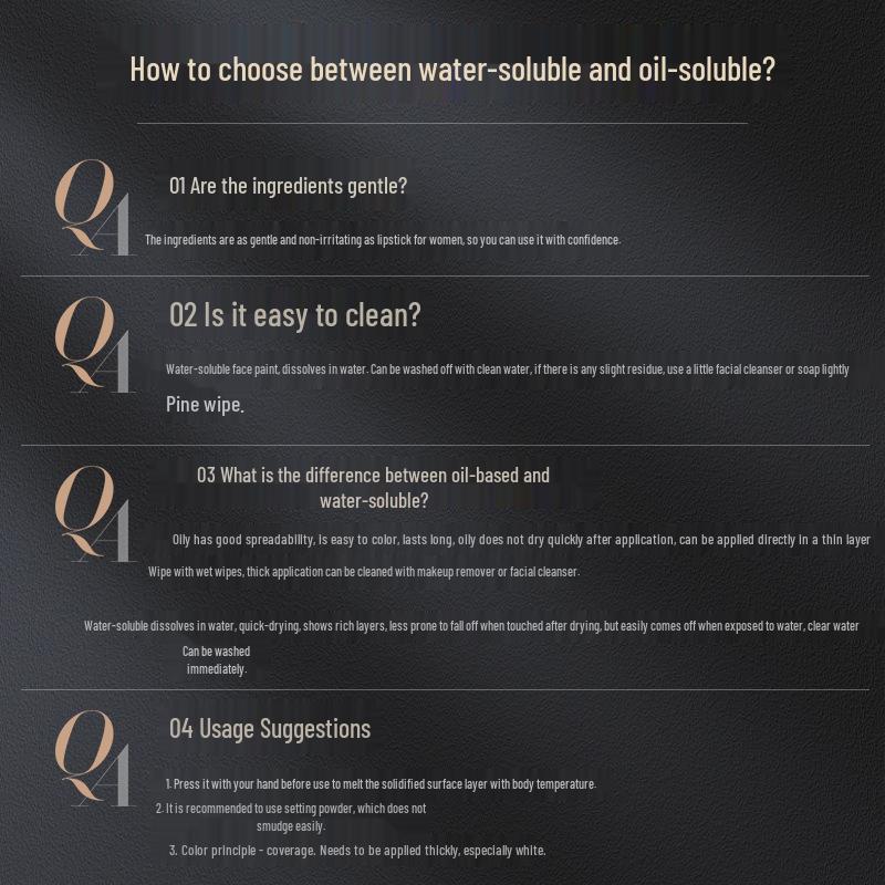 Children's Water-Soluble Face Paint Pigments for Body, Opera, and Clown Stage Makeup