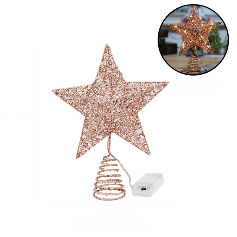 with Lights LED Christmas Tree Top Five-pointed Star Lighted Tree Topper Creative Lighting Props