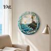 Housewarming Gift for Beach House Lighthouse Sea Glass Art Wall Ornament, Hand Assembled Shells And Tumbled Decorative Ornament Decor, Style