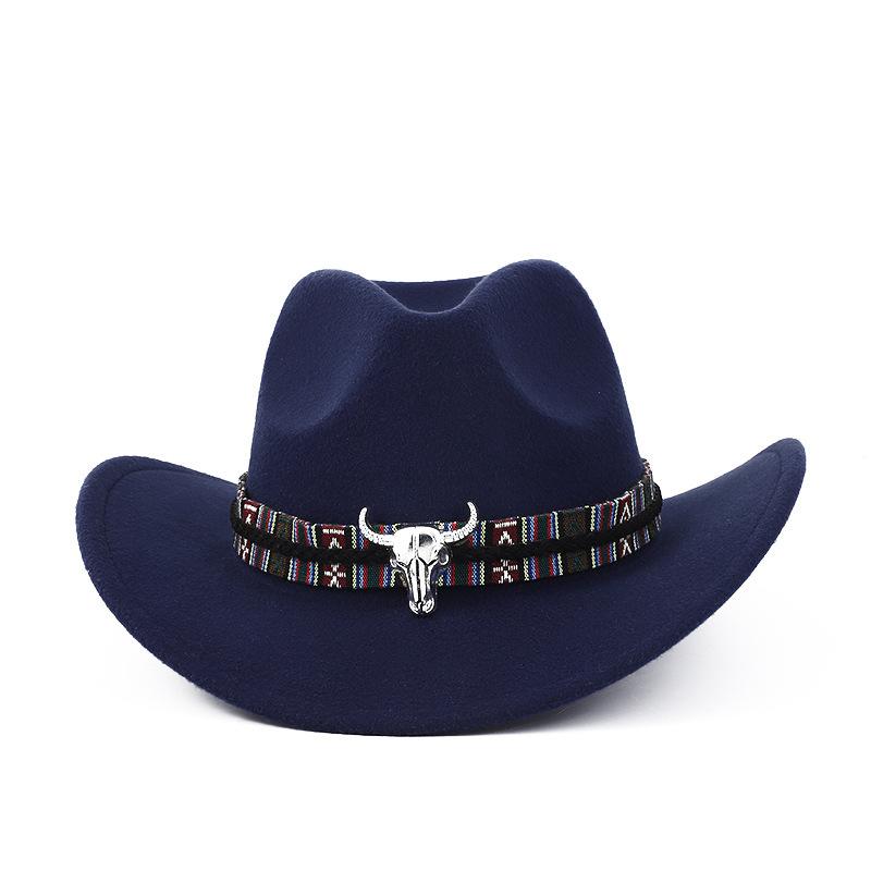 New Western Cowboy Hat Top Hat Jazz Hat Big Brim Ethnic Style Cowboy Felt Hat