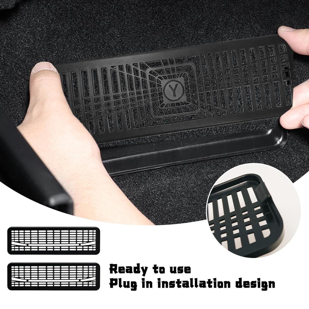 2Pcs Rear Seat Under-Seat Air Vent Grille Protectors for Tesla Model Y Juniper 2025 2026 Impact-Resistant AC Outlet Covers Tool-Free Interior Acces