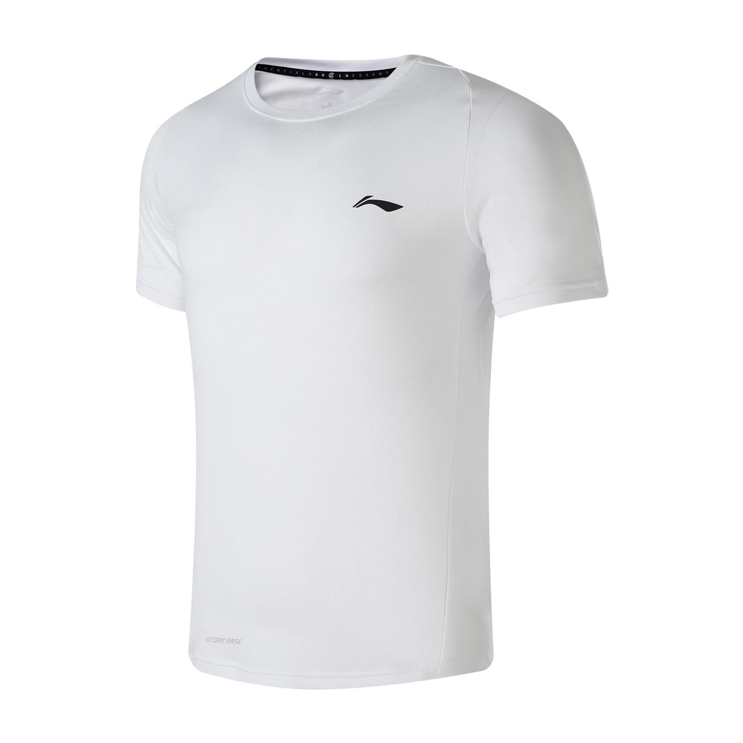 

Li-Ning Футболка Fitness Series с круглым вырезом и коротким рукавом, однотонная, мужская, белая ATSU917-2