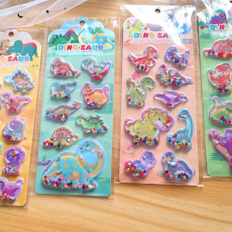 1pc Cute Cartoon Tyrannosaurus Rex Dinosaur 3D Rocking Water Injection Stickers Creative DIY Decoration Stickers Holiday Gifts