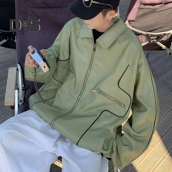 Pánská bunda Klopa s dlouhým rukávem Bunda z umělé kůže s více kapsami Zapínání na zip Vodotěsný, větruodolný teplý kabát