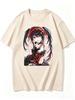 2026 New Unisex Crew Neck Casual Short Sleeve TShirt With Finger On Mouth Kurumi Tokisaki Cutout Anime Print TShirt