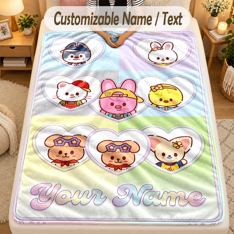 Flannel BlanketStray Kids Custom Name Text Personalized Soft Warm Throw Blanket Home Decor Gift