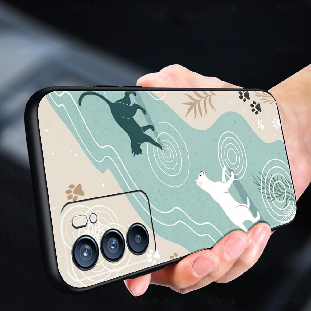 Abstract Creative Cat Line Phone Case For Oppo A17 A31 A54 A57 A78 A79 A98 Find X5 X6 Reno 10 11 12 13 F Pro 5G Soft TPU Cover