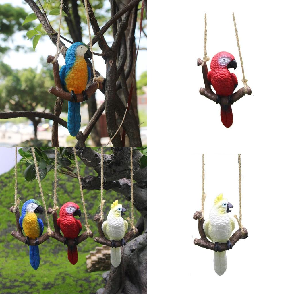 Parrot Hanging Ornament Garden Micro Landscape Resin Craft For Wedding And Party Decor