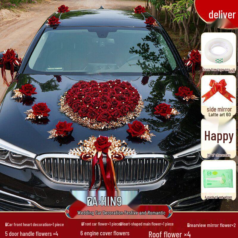 

Роскошный набор для украшения свадебного автомобиля с короной и композицией из пулл-флоуэрс