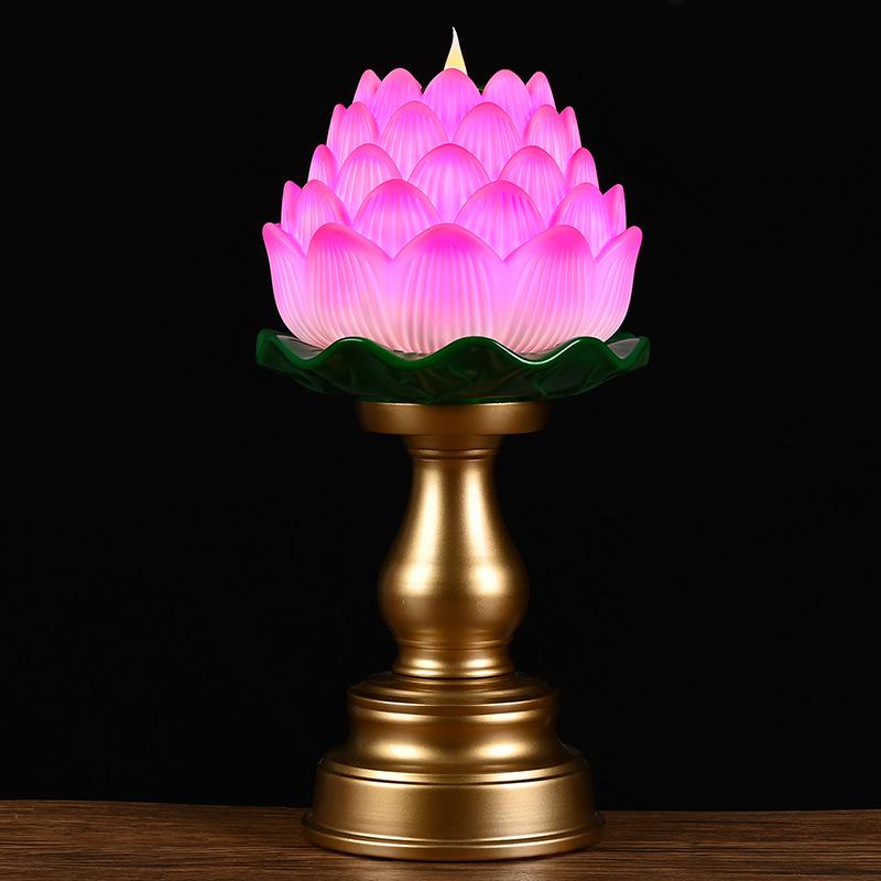 LED Lotus Flame Lamp: Floating Candle Holder with Plug-in/Battery Options, Ideal for Home or Buddha Offerings