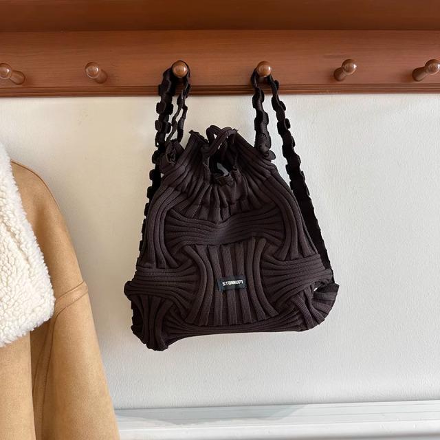 Multifunctional Pleated Elastic Knit Backpack