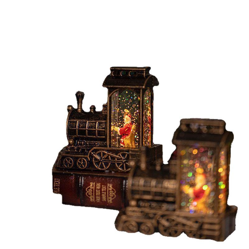 Vintage Light-Up Santa Claus Train Christmas Ornaments for Toddlers