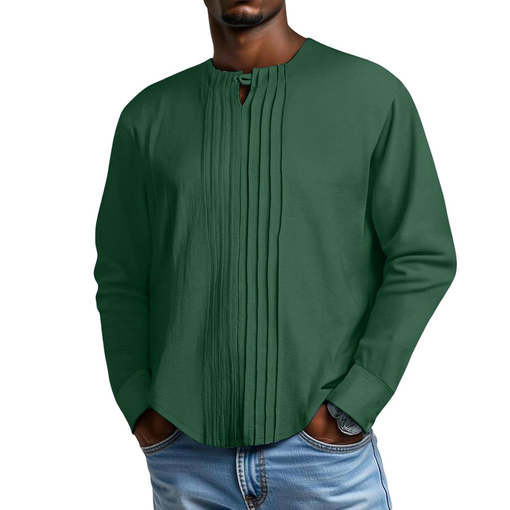 Men's Stripes Round Neck Solid Color Versatile Shirt