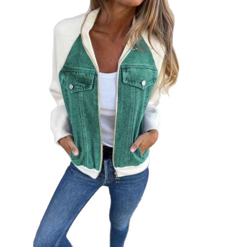 Europäischer & Amerikanischer Stil Denim Patchwork Jacke - Lässige Mode Oversized Mantel für Damen