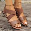 New cross elastic band flat sandals women's style large size solid color fish mouth shoes