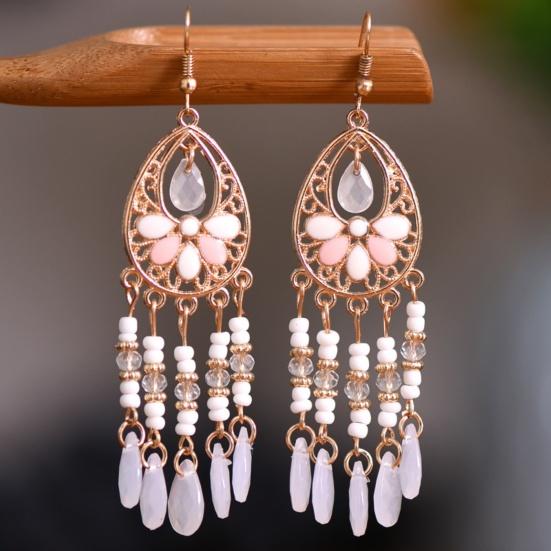 1 Pair Hook Earrings Tassels Bohemian Jewelry Long Vintage Dangle Earrings for Wedding