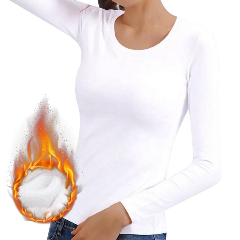 

Женская нижняя рубашка, зимняя женская бархатная футболка с постоянной температурой и длинными рукавами, термоволоконные топы с подогревом M