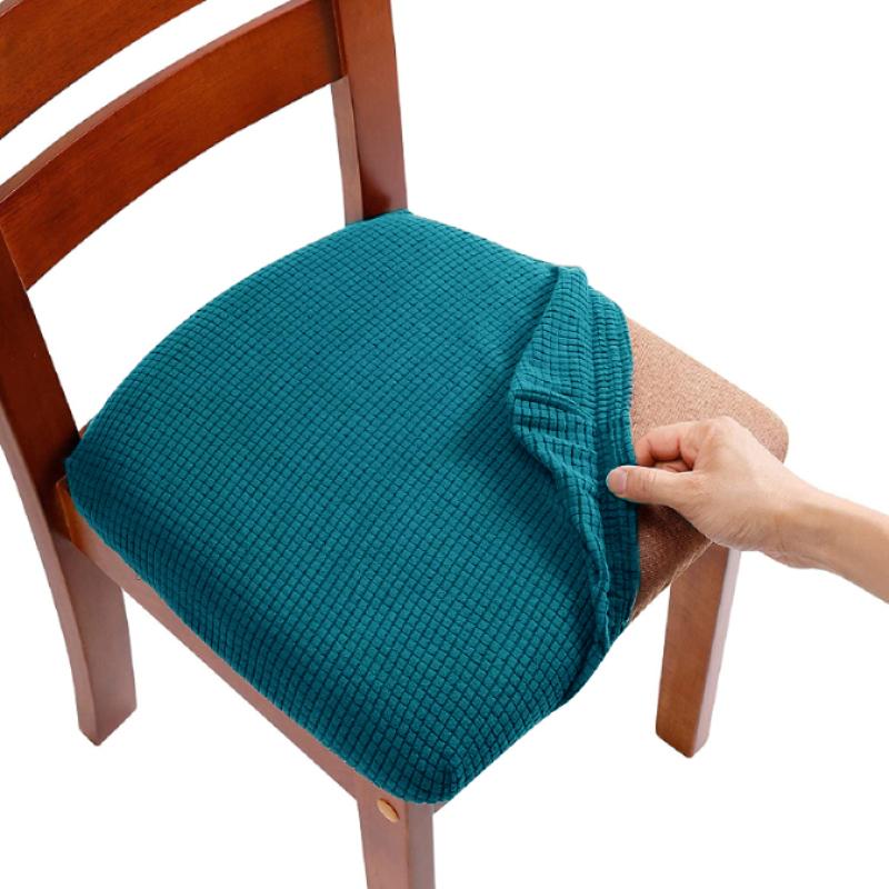 Stretch Jacquard Dining Room Chair Seat Covers Removable Washable Elastic Upholstered Dining Chair Cushion Slipcover