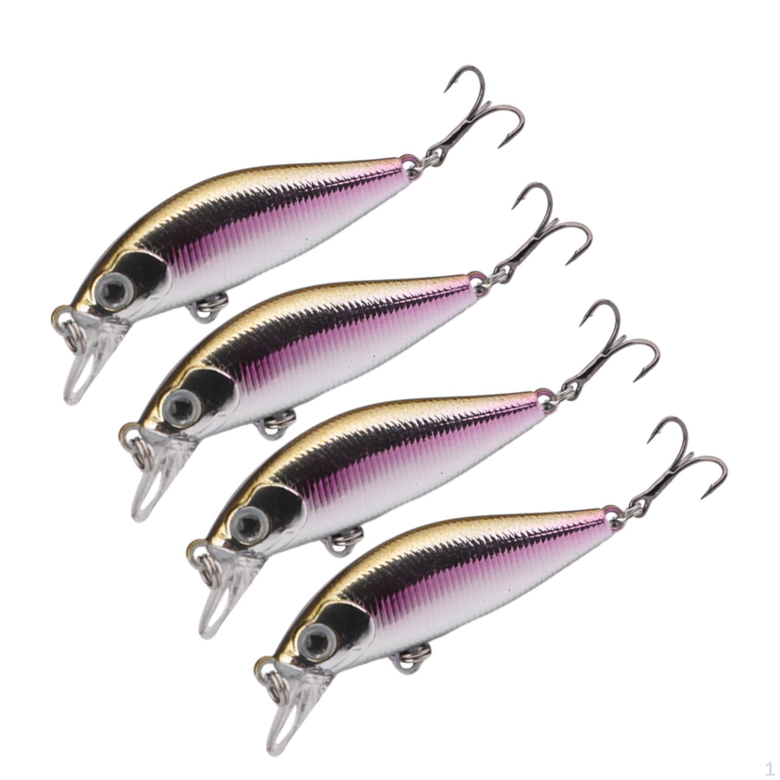 

4 шт., жесткая приманка для рыбалки с острыми крючками, снасти для форели, приманки для плавания, окунь для Gold Purple