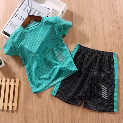 Tuta a maniche corte per bambini, abbigliamento sportivo da corsa, asciugatura rapida, pantaloncini estivi sottili per ragazzi e ragazze, tuta in due pezzi per bambini