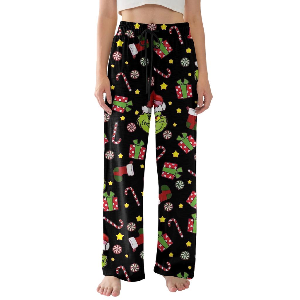 Pantalon de Pyjama pour Femme Léger Décontracté Confortable Pantalon Palazzo Vêtements de Nuit Vêtements d'Intérieur Bas Avec Poches