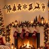 Christmas Atmosphere Ambient Light 7PCS Wooden Wall Lights, Warm LED Backlight Glowing Silhouette Decorative Elk Figures Pendants, Rustic Style