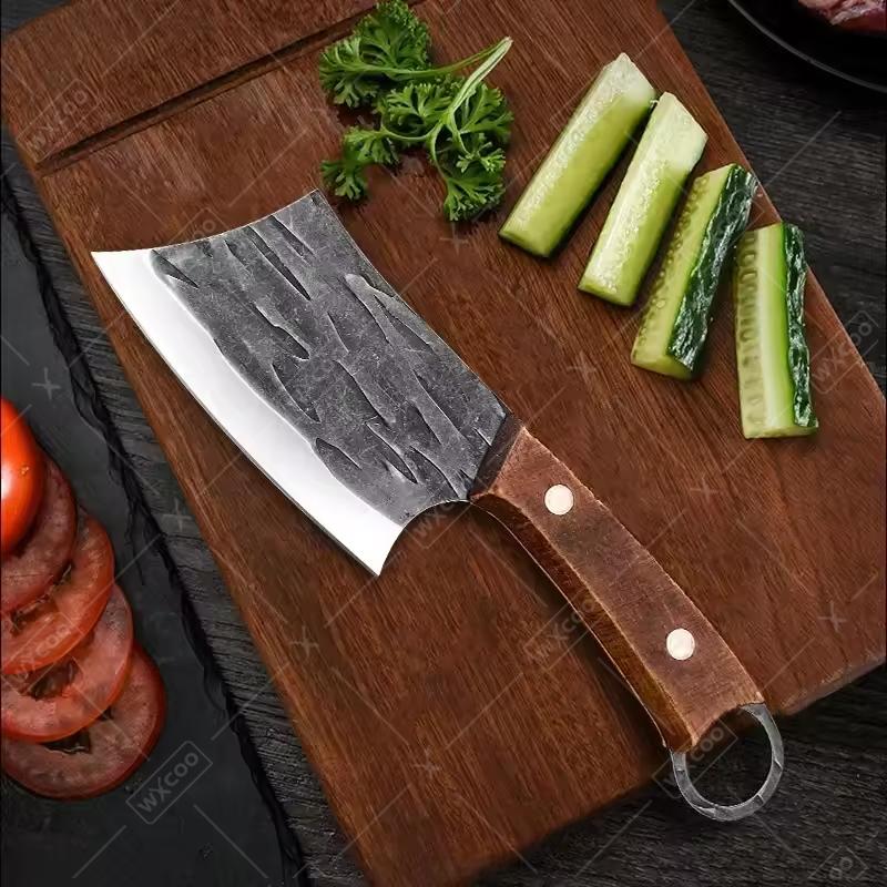 WXCOO Forged Butcher Knife Kitchen Chef Knife Stainless Steel Utility Knife Multifunctioanl Wooden Handle Fruit Slicing Househol