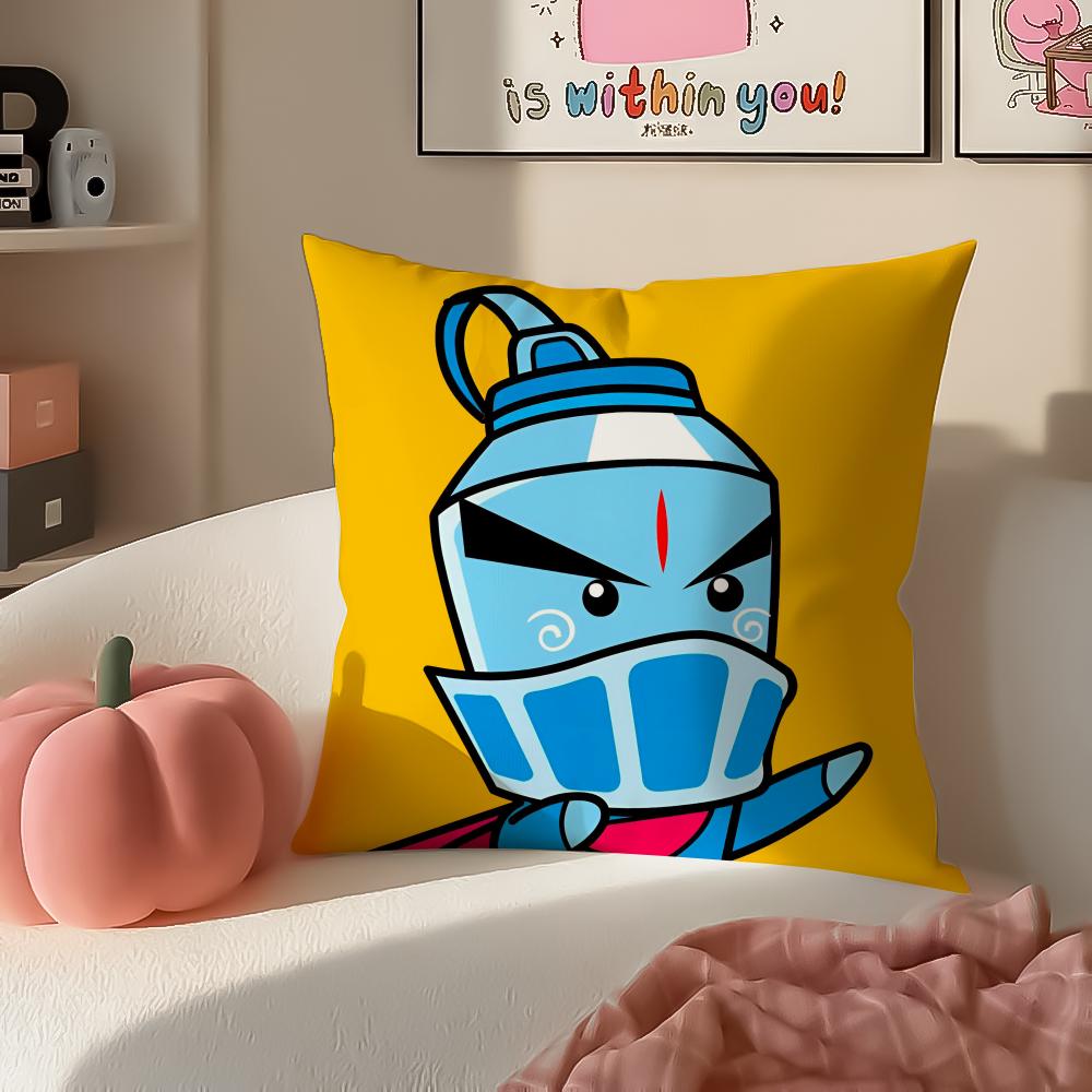 Funny Cartoon HHAPPY FATHER HAPPY SON Cushion Cover Pillowcase Short Plush Invisible Zipper Room Sofa Cushion Cover
