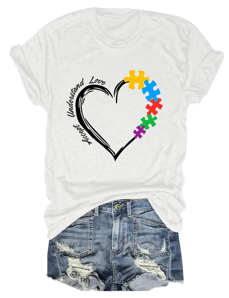 New Womens shortsleeved casual Tshirt accept understand love printed summer fashion loose top with shortsleeved pullover