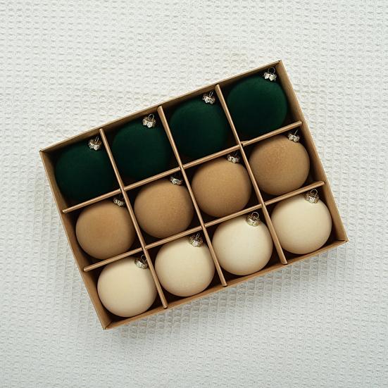 12 Pcs Velvet Christmas Ball Ornaments 2.4 Inches Flocked Shatterproof Plastic Balls Xmas Tree Hanging Decorations for Holiday Party Home Decor