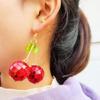 Handmade Cherry Fruit Earrings Suitable for Female Girls and Teenagers Light