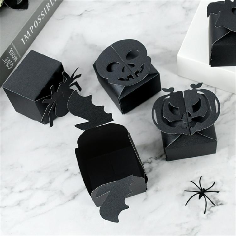 12 Count Tangerine Halloween Candy Boxes User friendly Paper Container With Eerie Pumpkin Designs