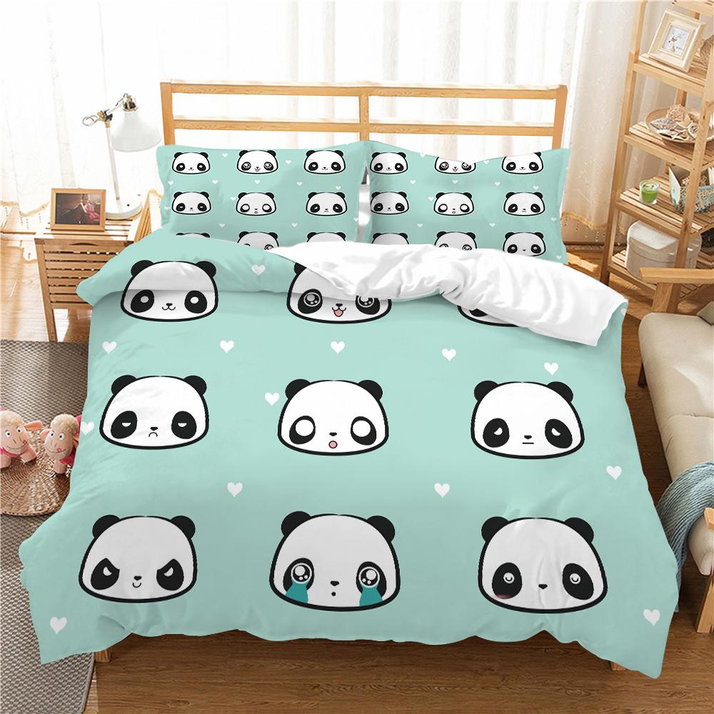 3D Panda potištěný povlak na polštář a povlak na přikrývku Sada ložního prádla pro domácnost Pohodlné ložní prádlo