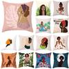 Nordic Abstract Women's Peach Leather Velvet Printed Pillowcase Home Fashion Bedside Sofa Office Cushion Cover