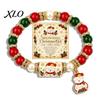 Christmas Tree Accessories for Party Bracelet, Elastic Stretch Beaded Bracelet with Xmas Meaningful Keepsake Gifts Charm, Holiday Jewelry Women
